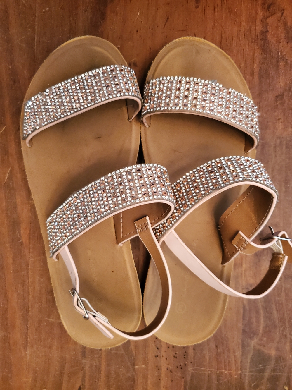 Rhinestone-Embellished Pink Strap Sandals Girls